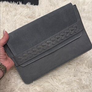 Gray Clutch with Braided Detail